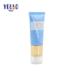 Blue Plastic Soft Squeeze Tube Packaging With Gold Airless Pump
