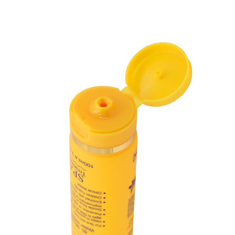 Yellow Color Empty Plastic Sun Screen Squeezing Tubes Packaging
