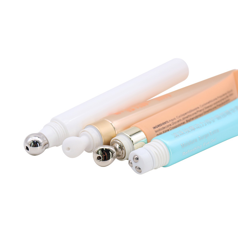 Luxury Orange Empty Plastic Eye Cream Squeeze Tube With Gold Applicator