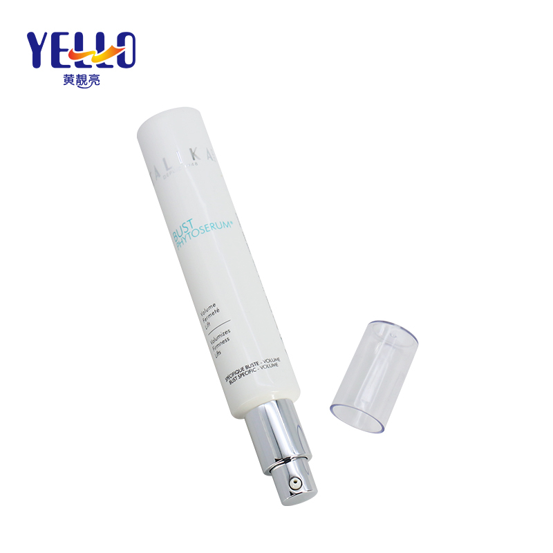 Luxury Plastic Soft Squeeze Eye Cream Tube With Silver Airless Pump