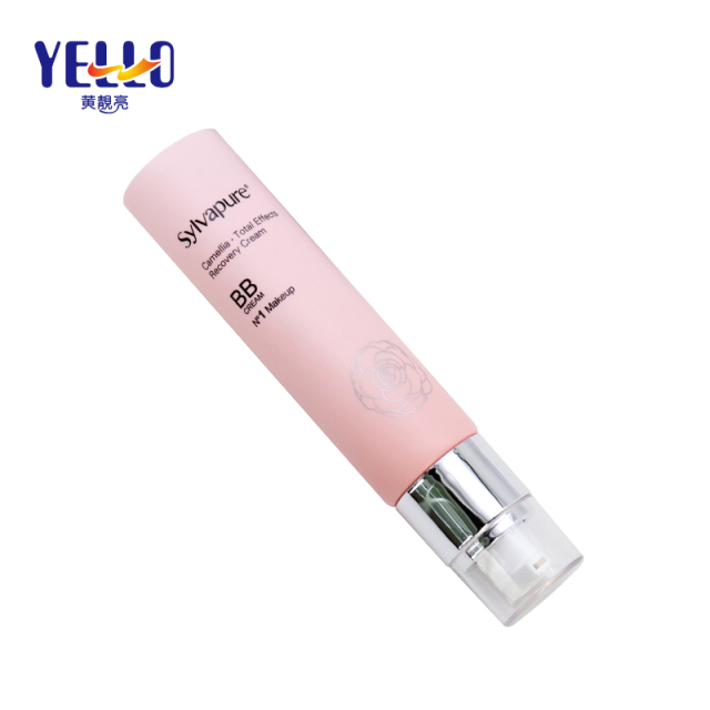 Wholesale Pink Foundation Cosmetic Squeeze PE Tubes With Airless Pump