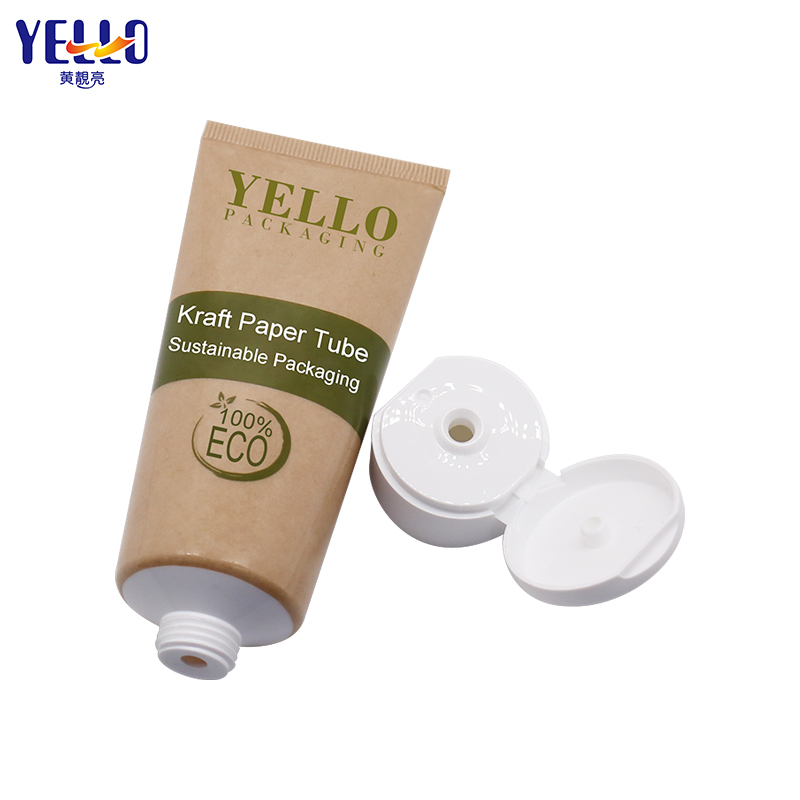 Eco Friendly Brown Kraft Paper Cosmetic Squeeze Tube With Flip Top Cap