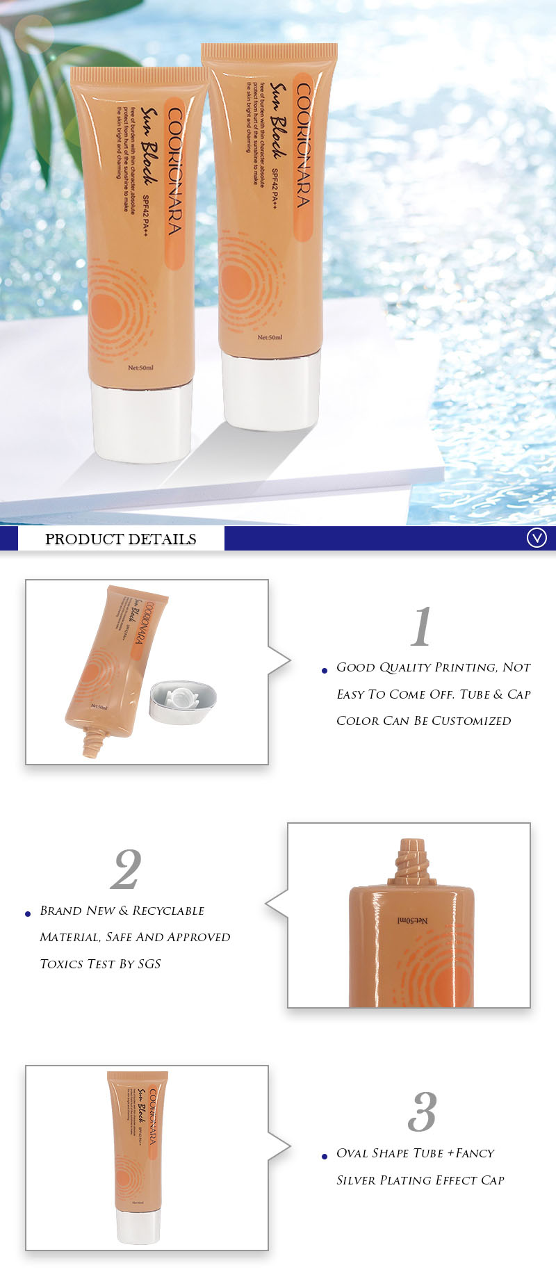 50ml Oval Lotion Tubes Packaging Empty Plastic Tube For Cream