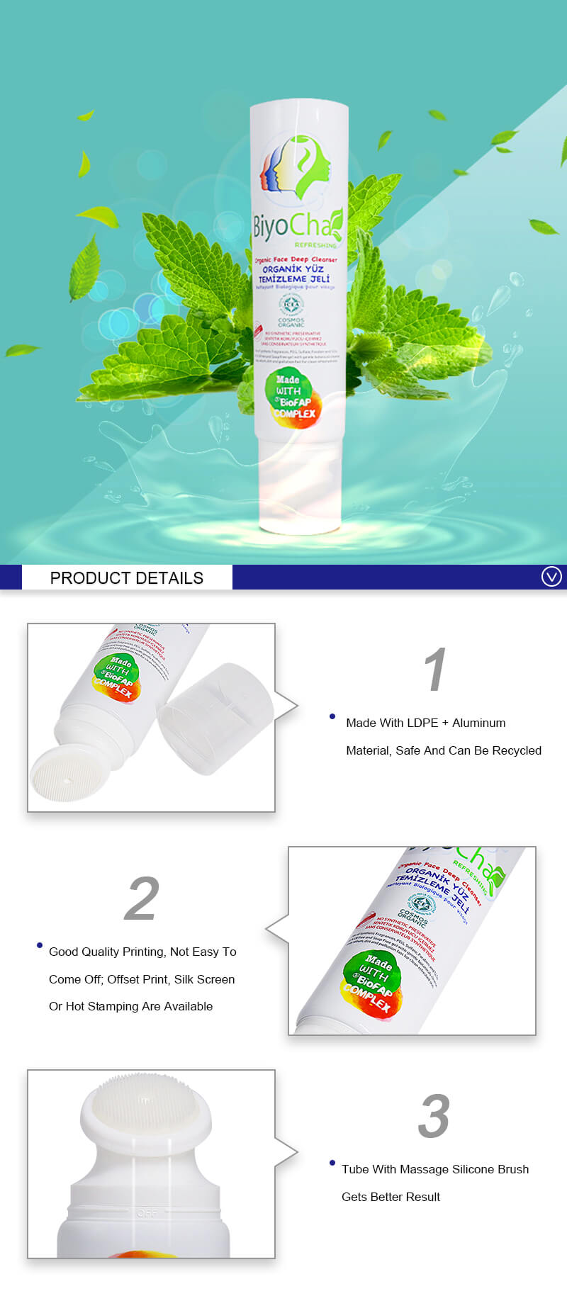 250ml Custom Cosmetic Tubes Cream Squeeze Tube With Silicone Brush 