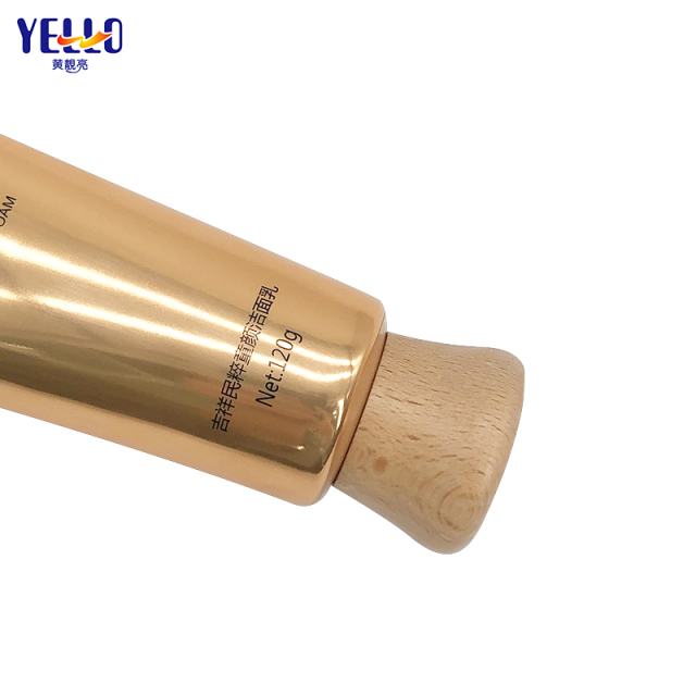 Custom 120ml Face Wash Cosmetic Squeeze Tubes With Wooden Cap