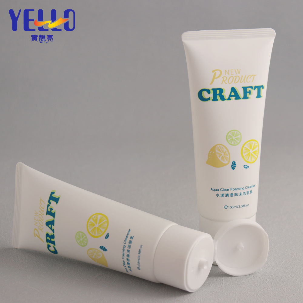 100ml White Face Wash Cream Lotion Tubes With Reverse UV Process