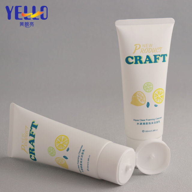 100ml White Face Wash Cream Lotion Tubes With Reverse UV Process