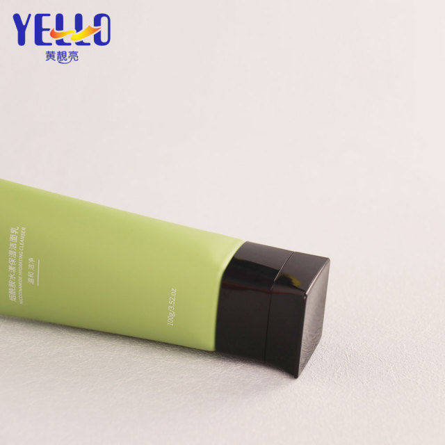 Green Square Face Wash Hand Cream Lotion Packaging Tubes With Flip Cap