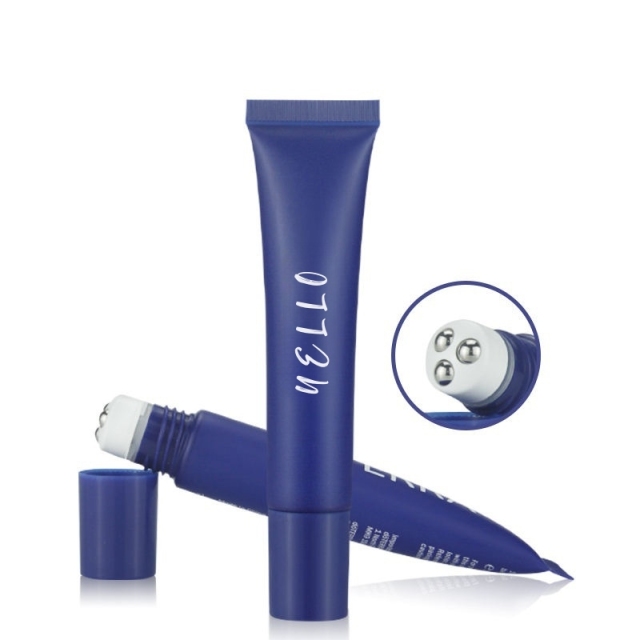 Custom Empty PE Plastic Cosmetic Eye Cream Tubes with Roll-on Massage Head Soft Squeeze Lotion Tubes for Personal Care Screw Cap