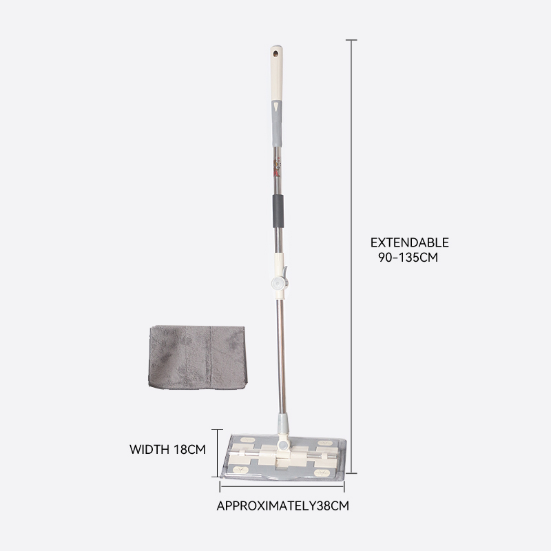 Stainless Steel Flat Mop-Electrostatic Dry & Wet Dual Use Floor Mop with Refill Cloth