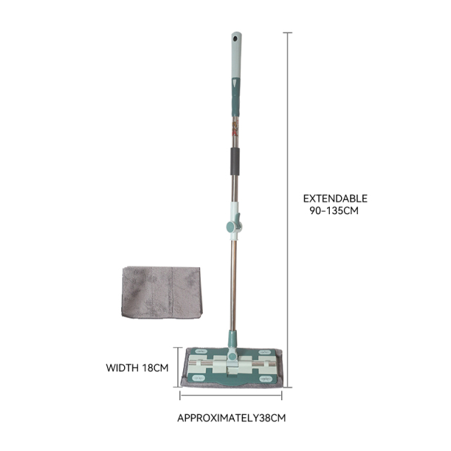 Stainless Steel Flat Mop-Electrostatic Dry & Wet Dual Use Floor Mop with Refill Cloth
