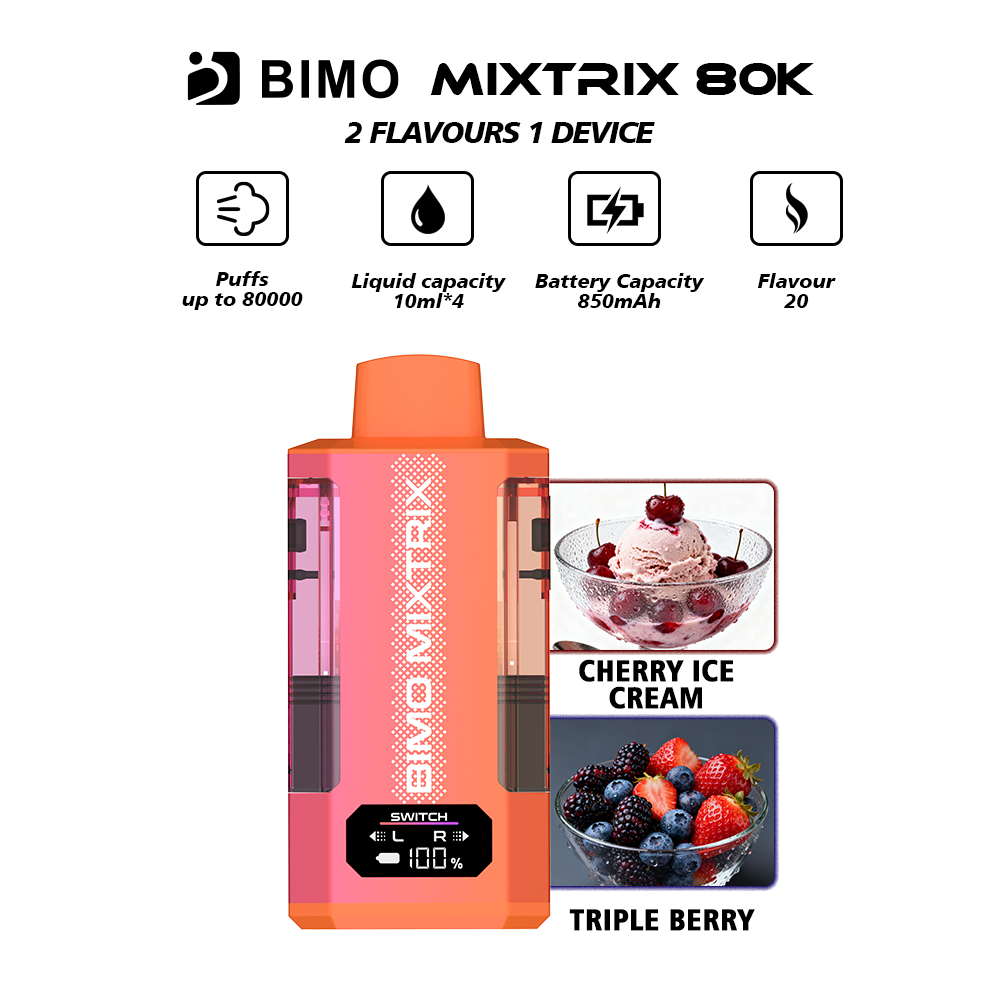 BIMO MIXTRIX 80000 PUFFS-Triple barry & cherry ice cream