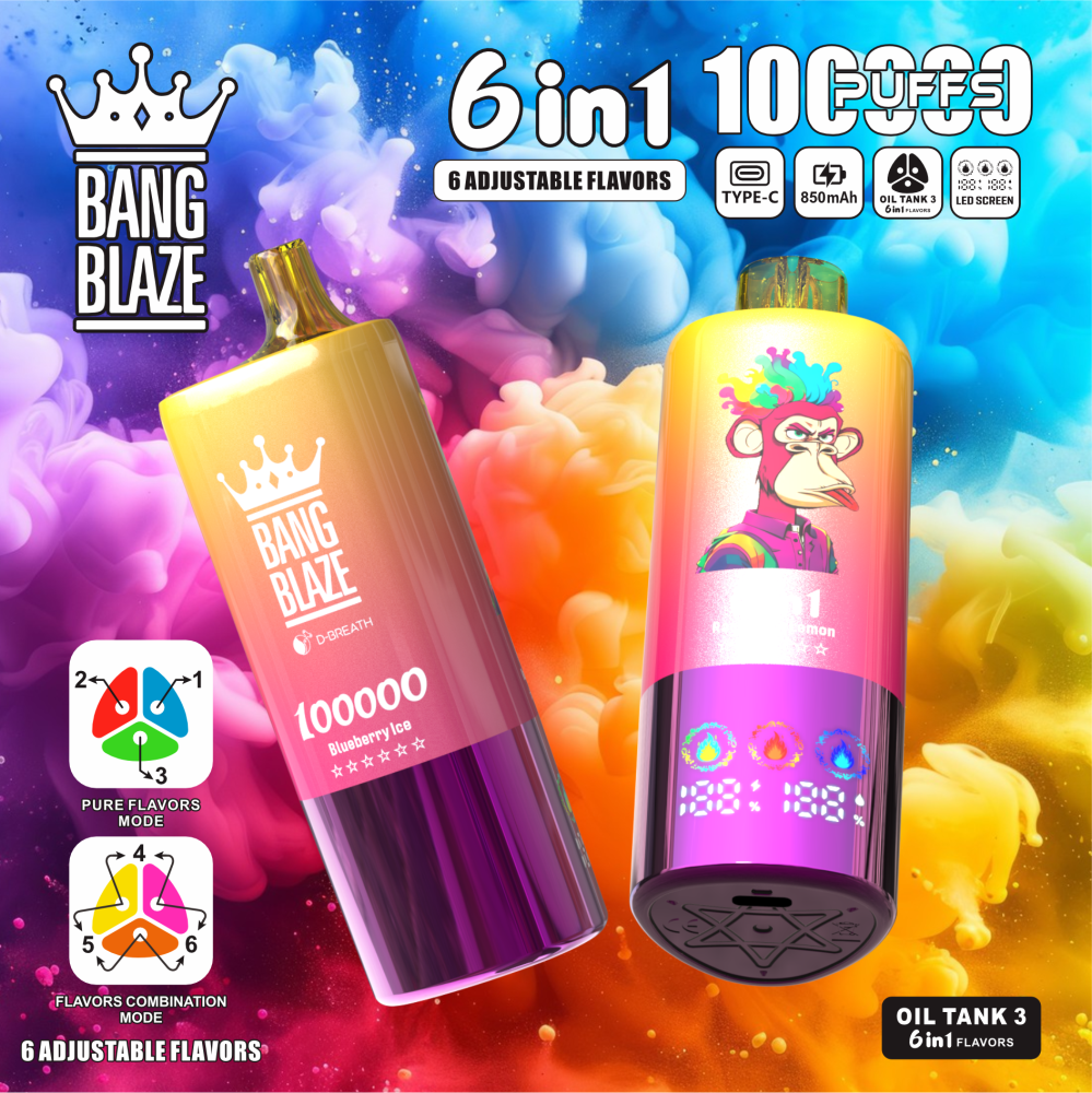 Bang Blaze 100K Puffs - 6 Flavors in One