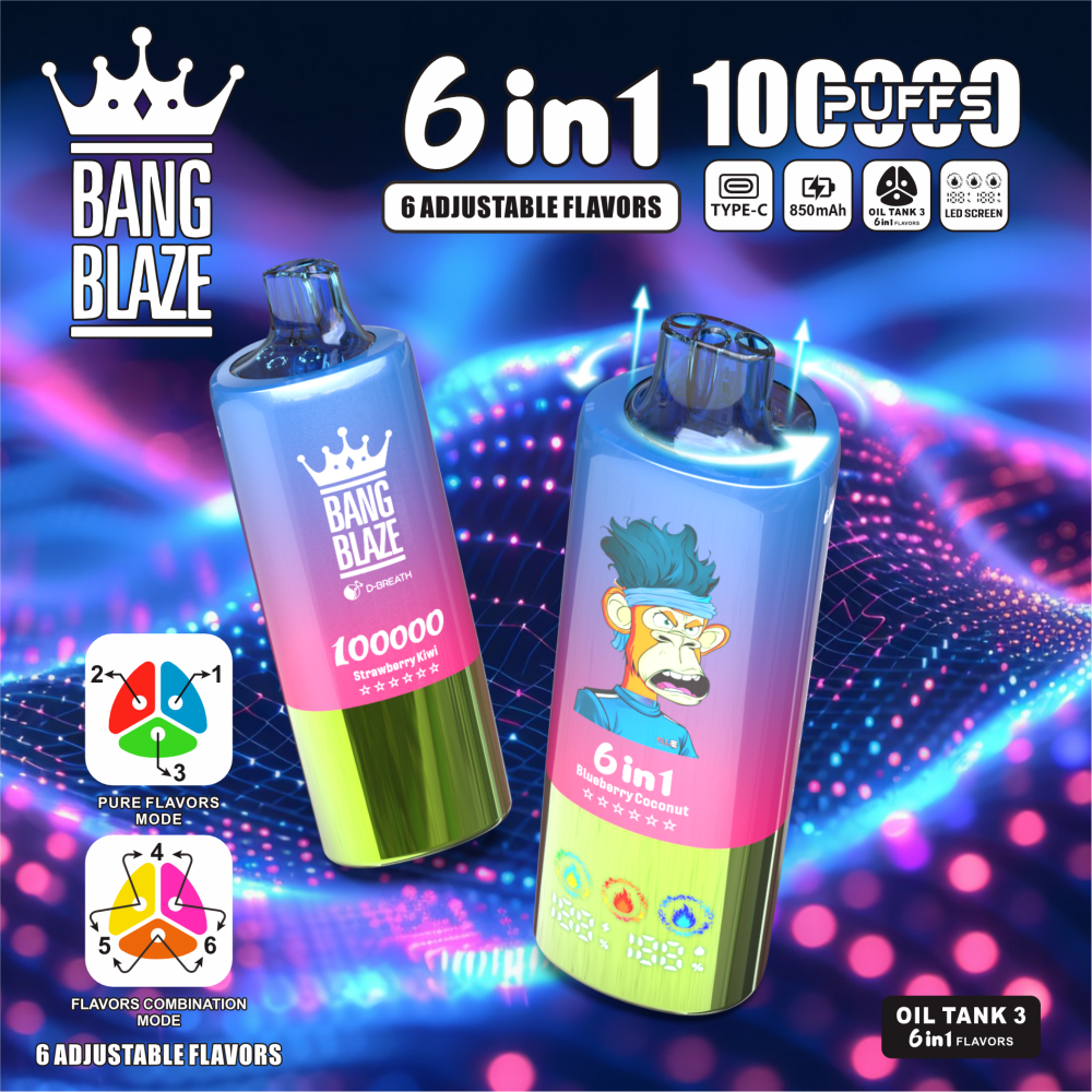 Bang Blaze 100K Puffs - 6 Flavors in One
