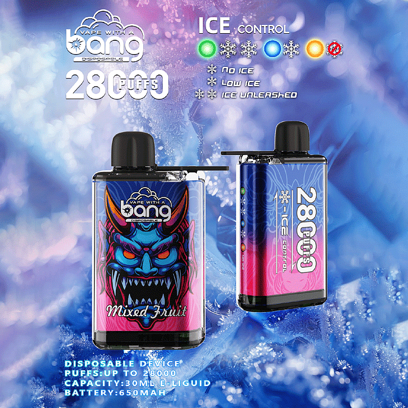 Bang 28000 Puffs Ice Disposable Vape  5% Nicotine, 650mAh Battery, 30mL E-Liquid