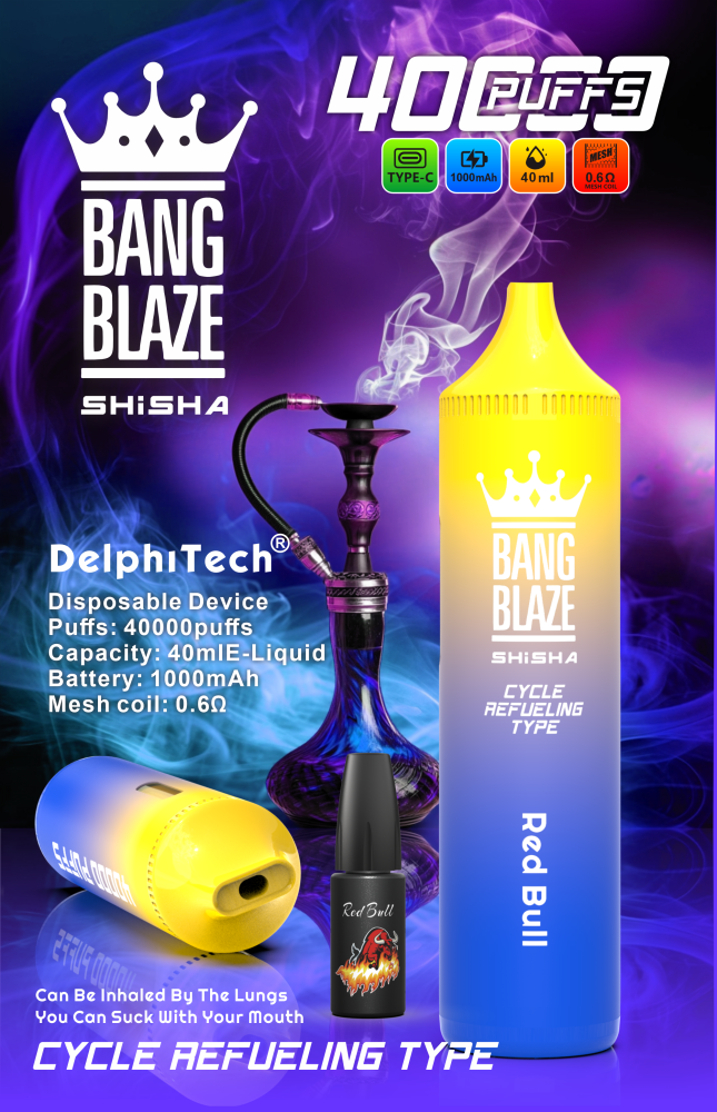 Bang Blaze 40000 Puffs Vape | 40ML Oil Capacity, 1000mAh Battery, Dual Coil, Type-C Rechargeable, 12 Flavors