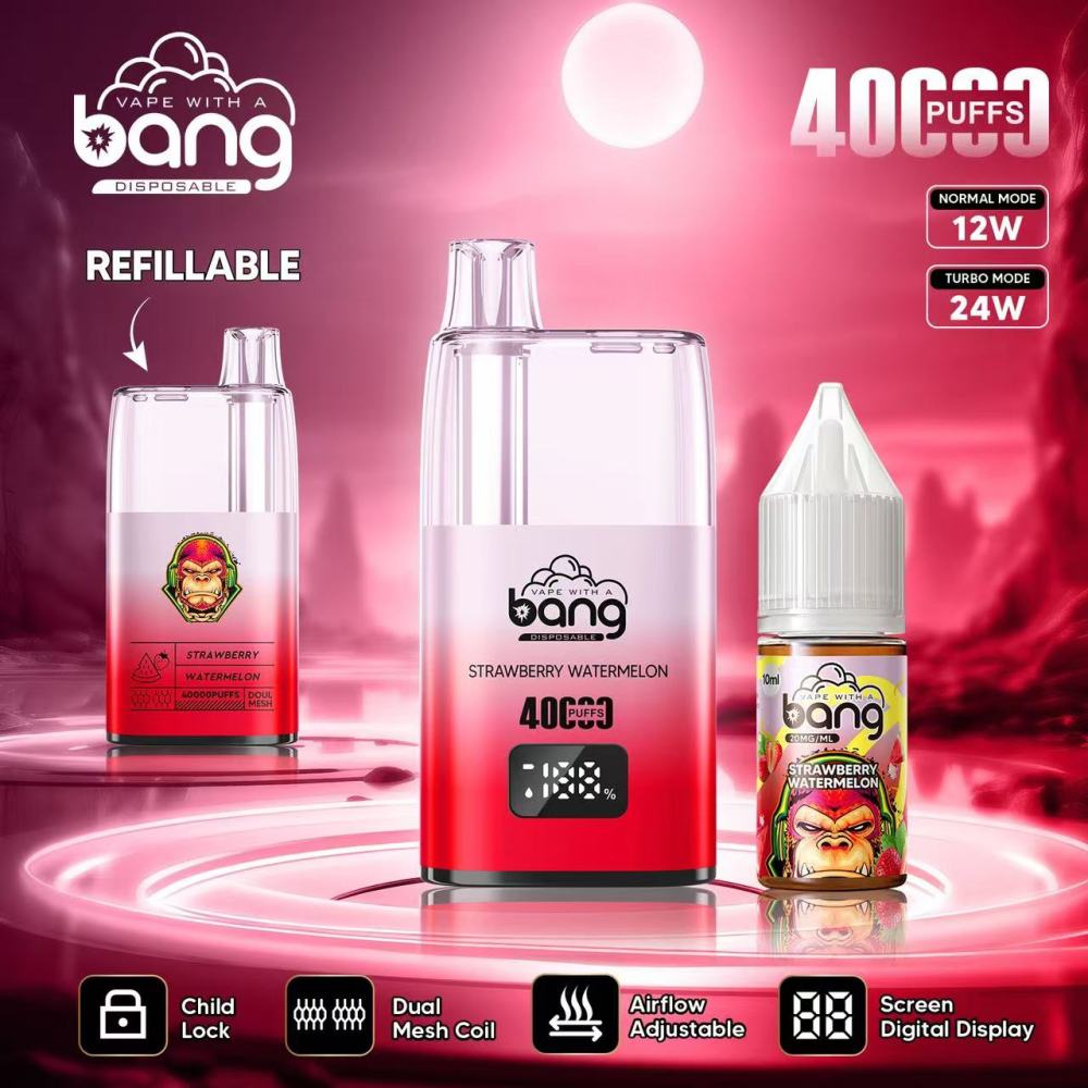 Bang 40000 Puffs Oil Vape – 650mAh Battery, 10mL Refillable, Adjustable Airflow & Child Lock