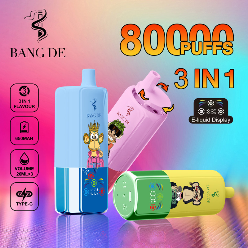 Bang De Triple 80000 Puffs Vape | 60ML (20ML × 3) E-liquid | 3-in-1 Flavor | 650mAh Type-C Recharge 5% Nicotine