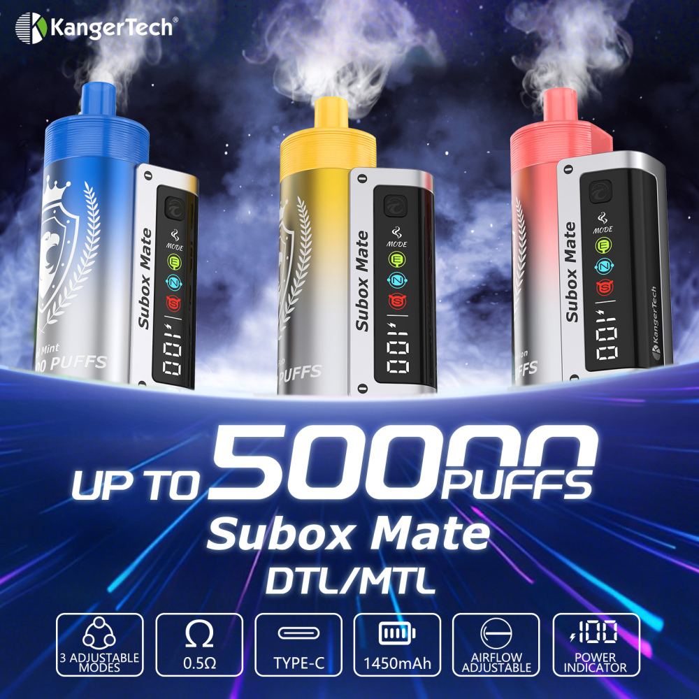 5-Pack-Kanger Subox Mate 50K D-Pod Disposable Vape 40ml 0.35% (50000 Puffs)