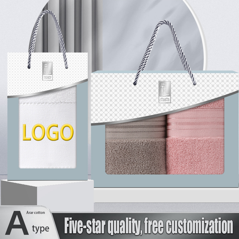 Pure Cotton Towel Gift Box Single PieceWedding Birthday Company Gifts LogoEmbroidery Handmade Souvenir HomeTextile