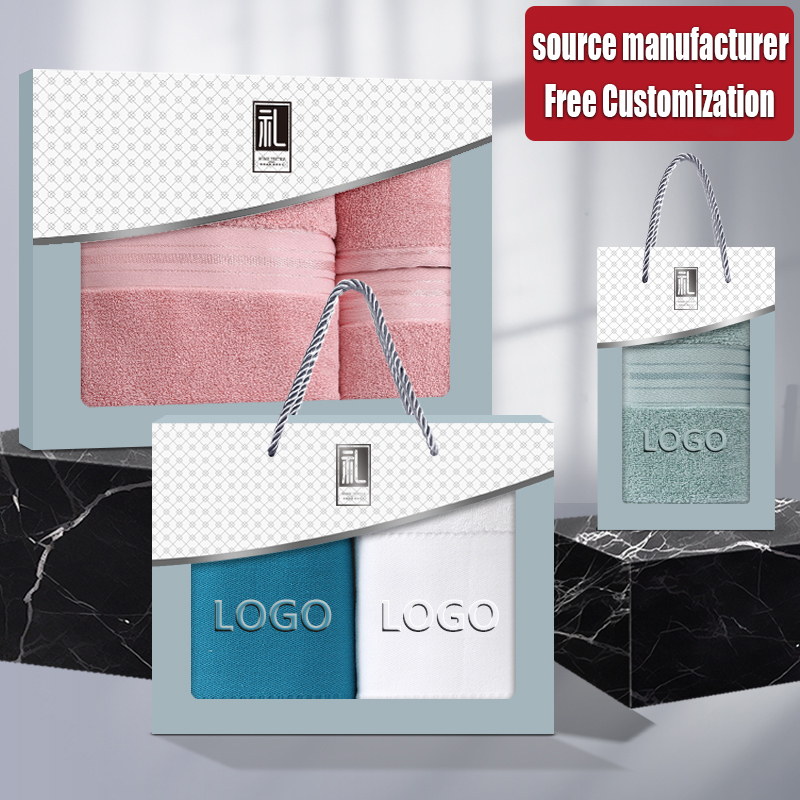 Pure Cotton Towel Gift Box Single PieceWedding Birthday Company Gifts LogoEmbroidery Handmade Souvenir HomeTextile