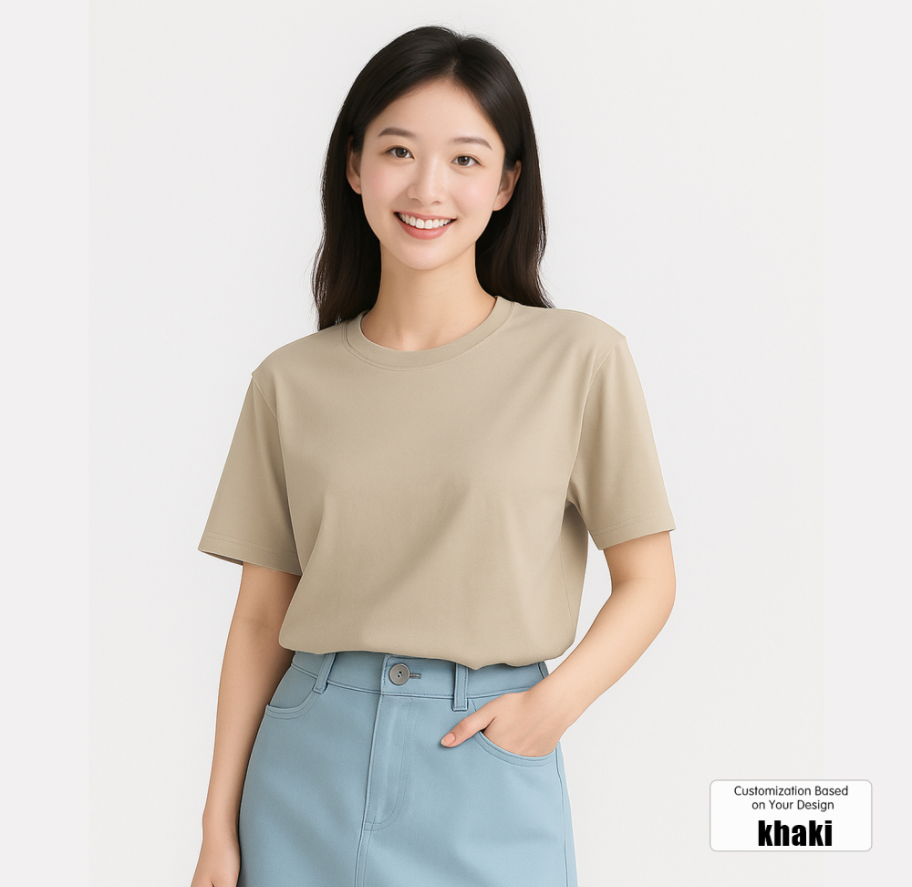 Custom Logo Printed Short Sleeve Drop Shoulder Cotton T-Shirt Workwear Group Cultural Teamwear Customization for Men and Women
