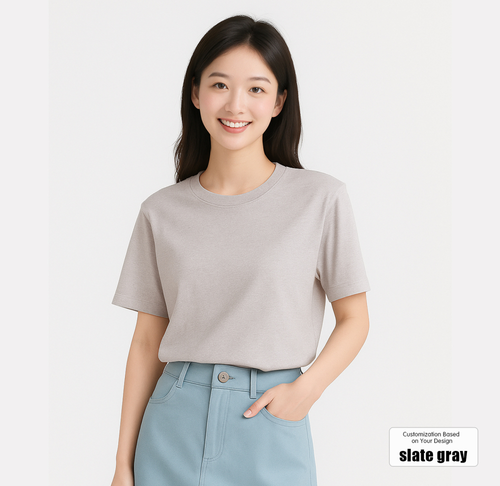 Custom Logo Printed Short Sleeve Drop Shoulder Cotton T-Shirt Workwear Group Cultural Teamwear Customization for Men and Women