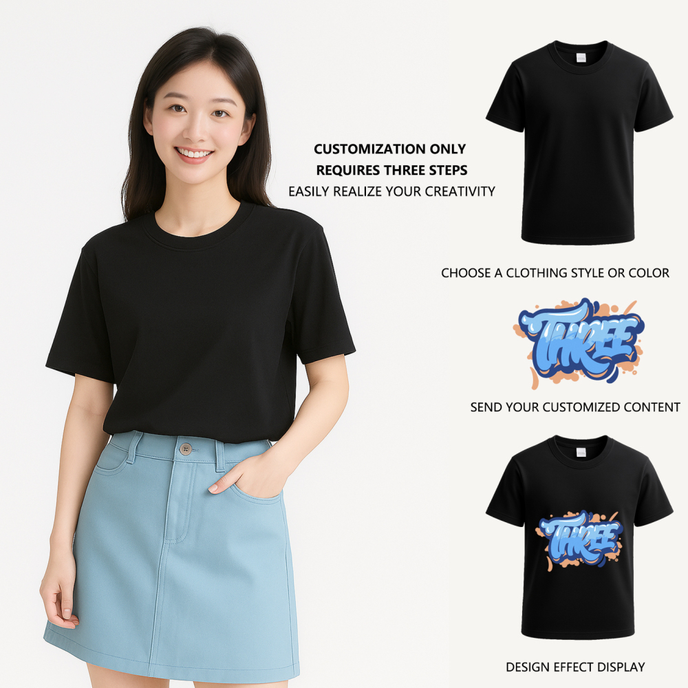 Custom Logo Printed Short Sleeve Drop Shoulder Cotton T-Shirt Workwear Group Cultural Teamwear Customization for Men and Women