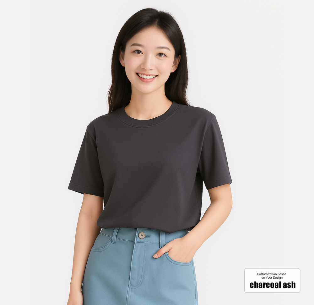 Custom Logo Printed Short Sleeve Drop Shoulder Cotton T-Shirt Workwear Group Cultural Teamwear Customization for Men and Women