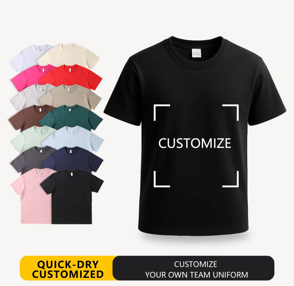 Custom Logo Printed Short Sleeve Drop Shoulder Cotton T-Shirt Workwear Group Cultural Teamwear Customization for Men and Women