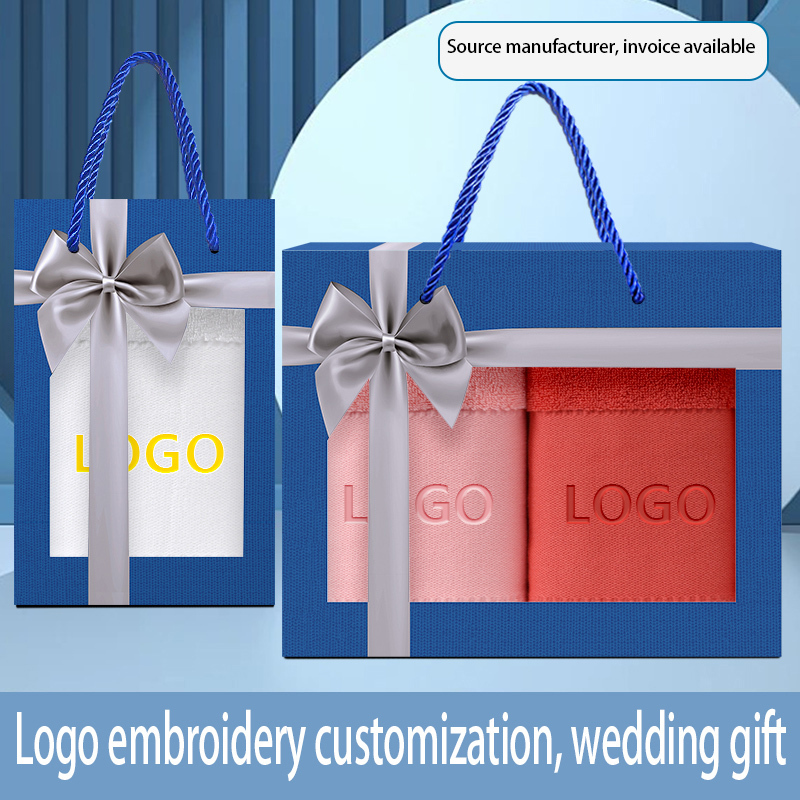 Cotton towel gift box can be customized with printed logo as a souvenir for company employees and business gifts