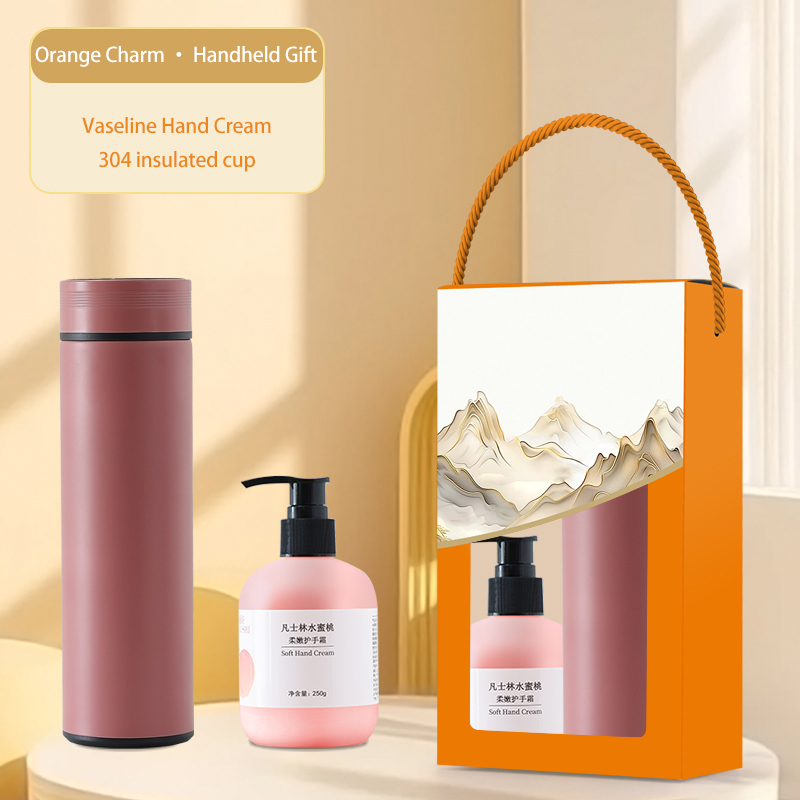 The creative landscape gift set (two pieces) includes a thermos, towel, and hand cream. Customization is available, making it an ideal gift choice for families, offices, and couples.