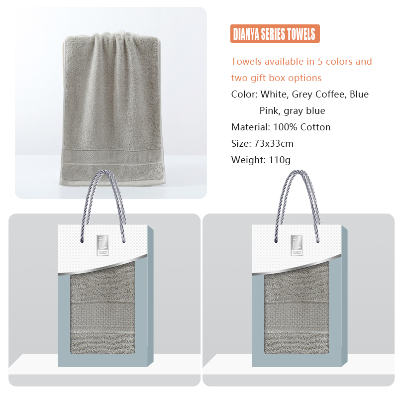 The DIANYA series towel gift box supports customization, towel embroidery, and gift box customization, making it an essential item for gift giving and home use
