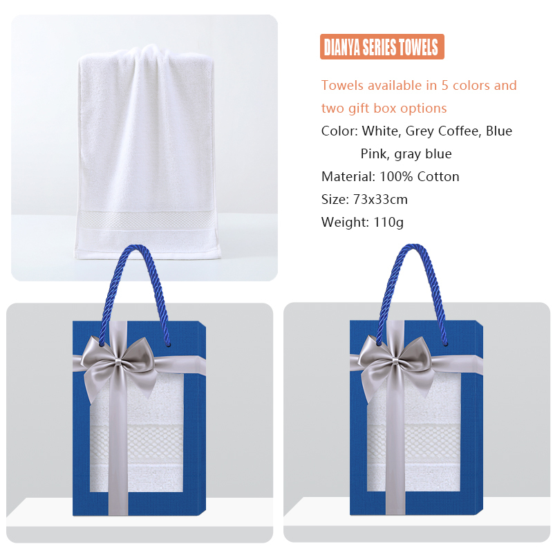 The DIANYA series towel gift box supports customization, towel embroidery, and gift box customization, making it an essential item for gift giving and home use