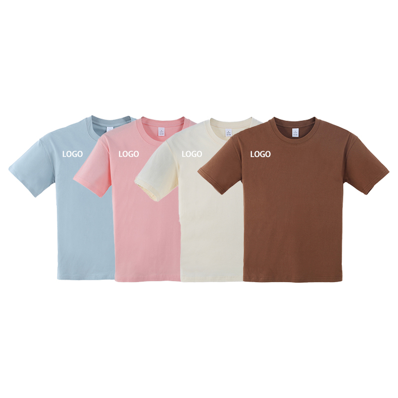 Custom Logo Printed Short Sleeve Drop Shoulder Cotton T-Shirt Workwear Group Cultural Teamwear Customization for Men and Women