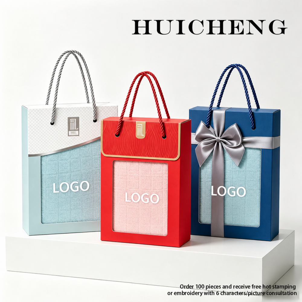 HUICHENG series towel gift box supports customized towel embroidery and gift box customization, making it the best choice for family and friends to give gifts