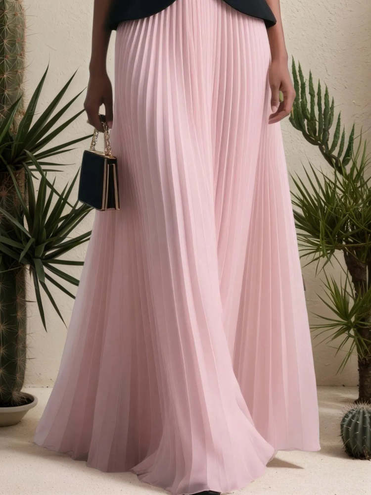 Two Piece Wedding Dress for Women, Pink Pleated Strapless Sleeveless Formal Bridal Outfit Crop Top with Skirt Set