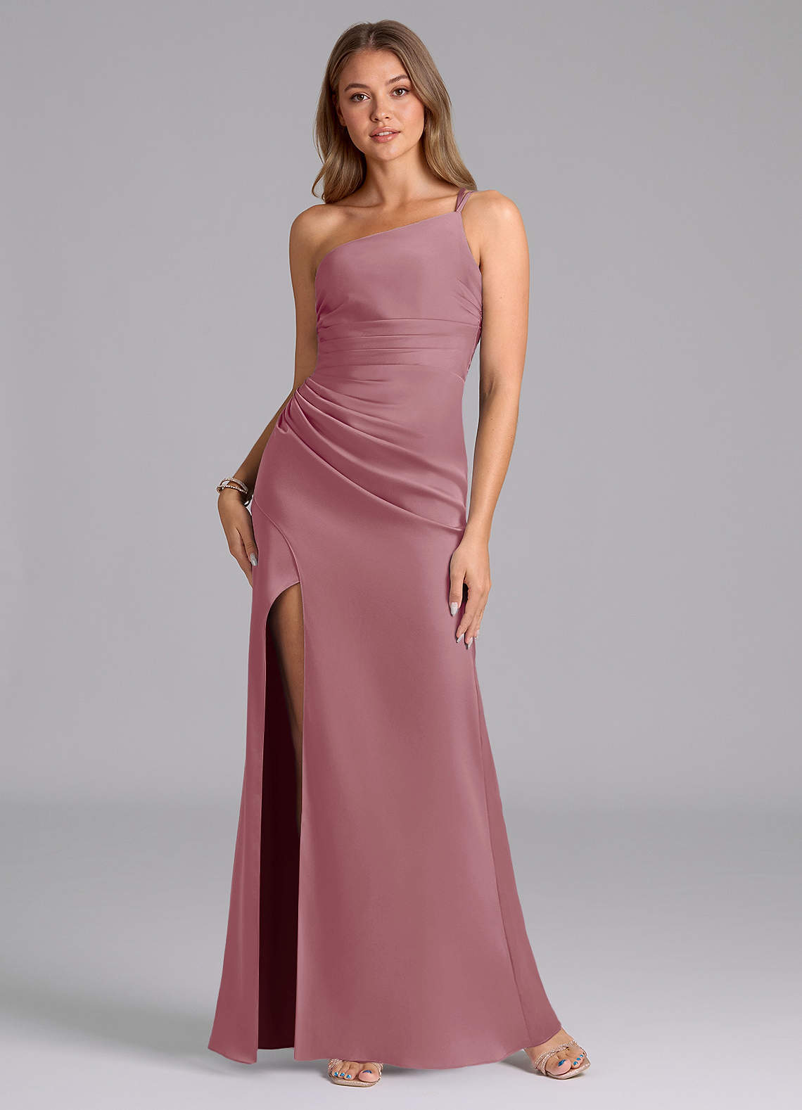 elyessen Eren Black Mermaid One Shoulder Stretch Satin Dress 5
