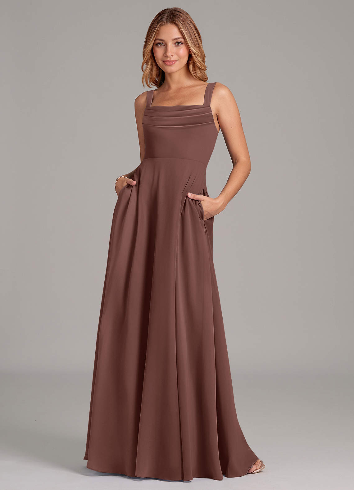 elyessen Shaude Sky Blue A-Line Pleated Chiffon Dress 8