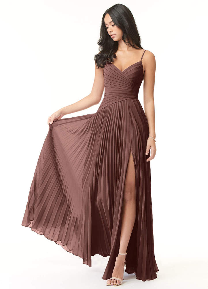 elyessen Vini Sky Blue A-Line V-Neck Pleated Chiffon Dress 7