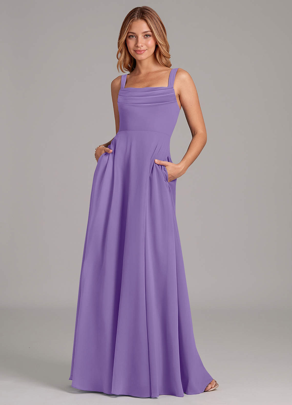 elyessen Shaude Sky Blue A-Line Pleated Chiffon Dress 5