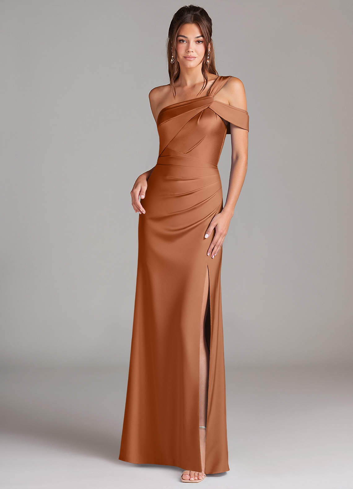 elyessen Wynter Black Sheath One Shoulder Stretch Satin Dress 5