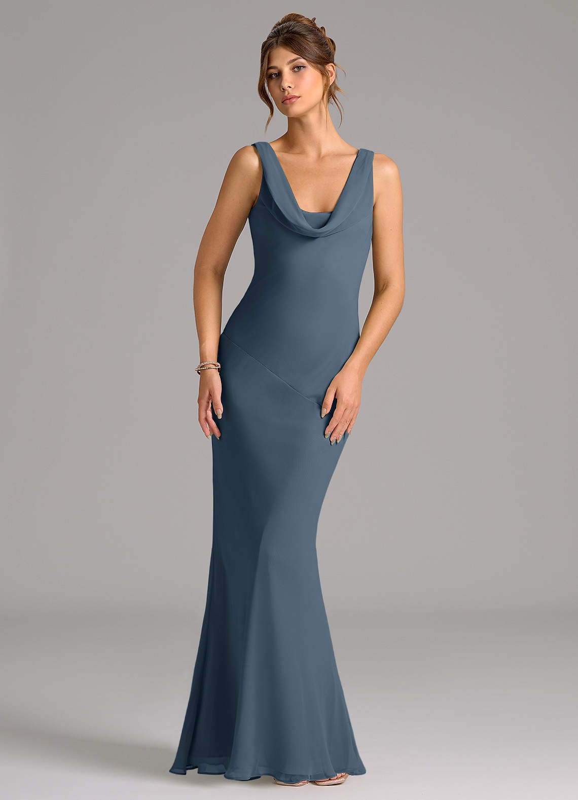 elyessen Rylina Sky Blue Mermaid Pleated Chiffon Dress 3
