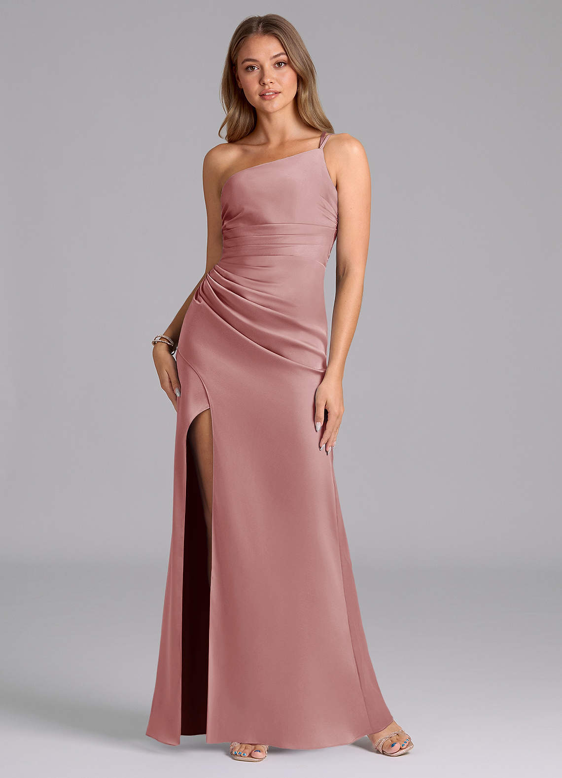 elyessen Eren Black Mermaid One Shoulder Stretch Satin Dress 4