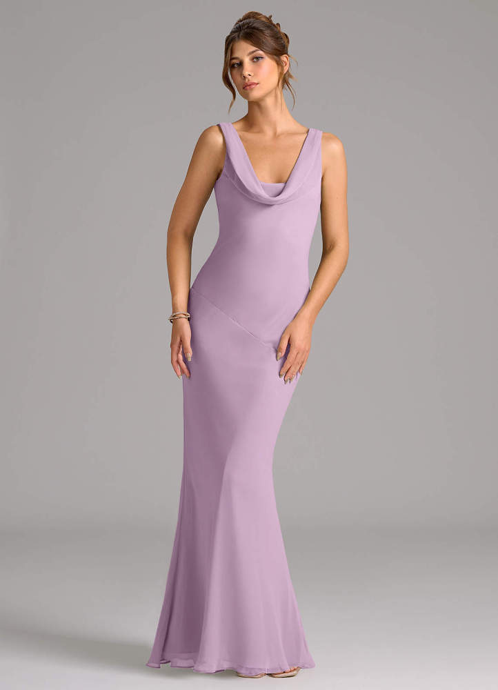 elyessen Rylina Sky Blue Mermaid Pleated Chiffon Dress 5