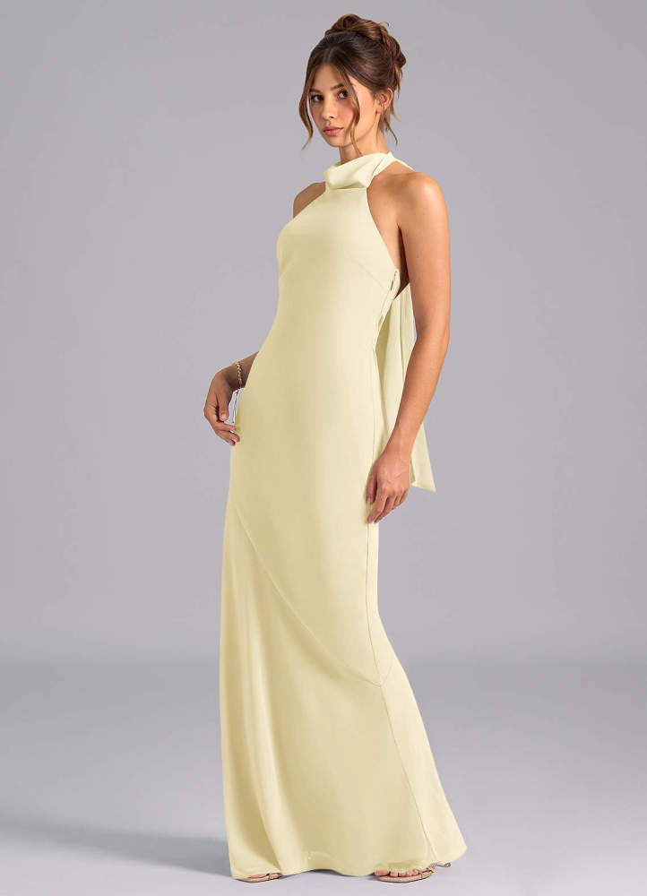 elyessen Velli Dusty Blue Mermaid High Neck Chiffon Dress 7