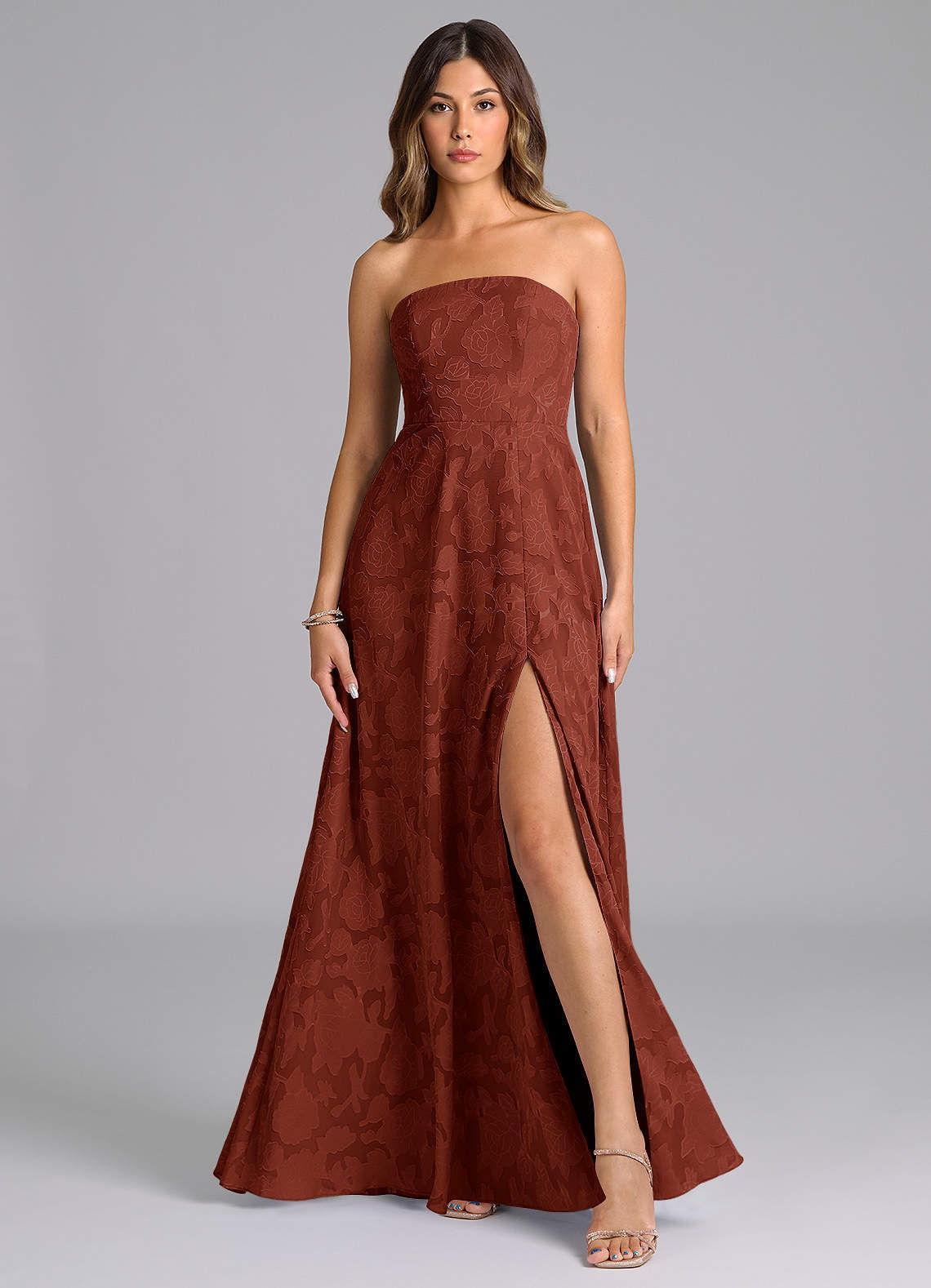 elyessen Wren Dusty Sage A-Line Strapless Floral Burnout Dress 2