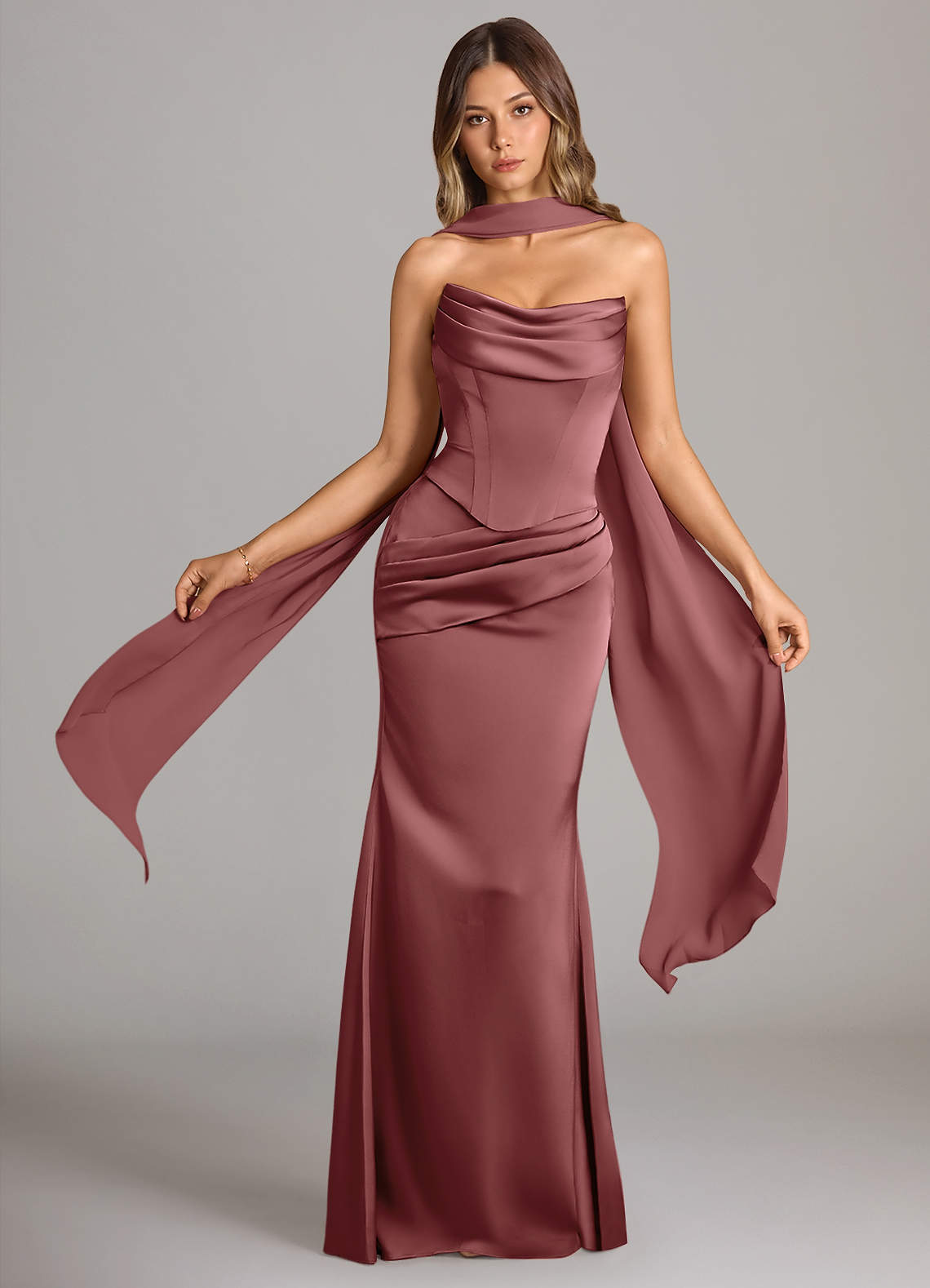 elyessen Sorrel Black Mermaid Strapless Stretch Satin Convertible Dress 5