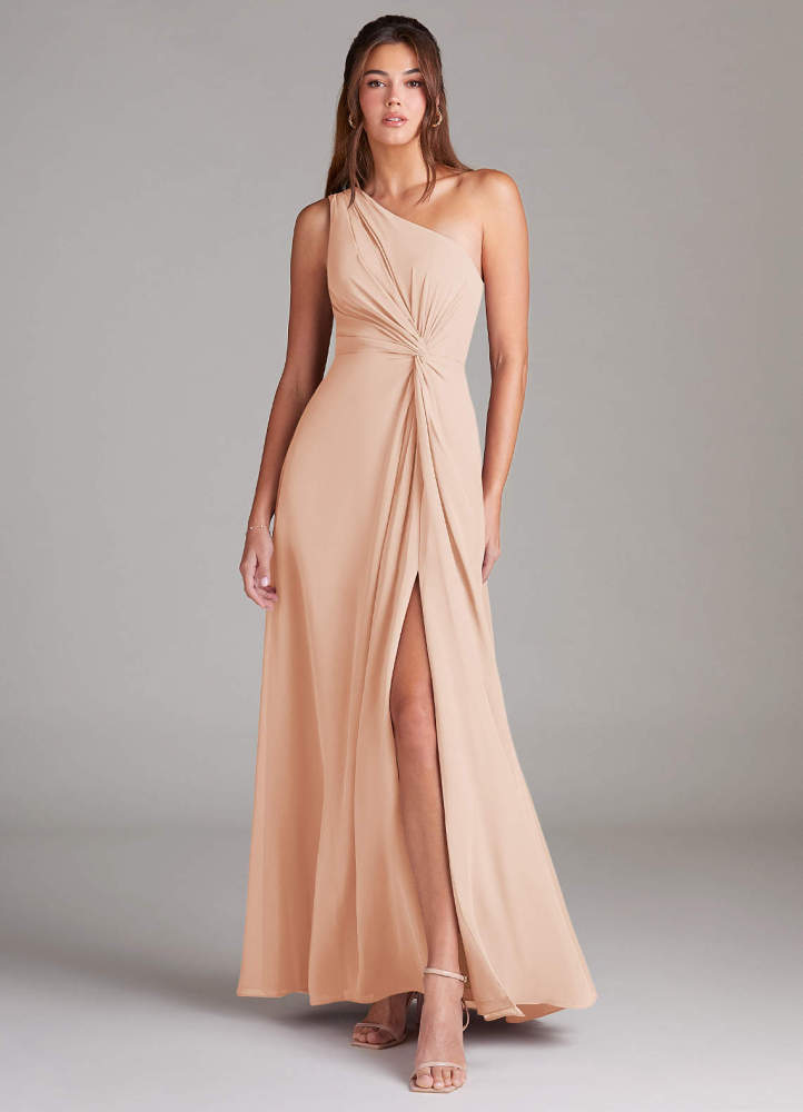 elyessen Brooke Sky Blue A-Line One Shoulder Chiffon Dress 4