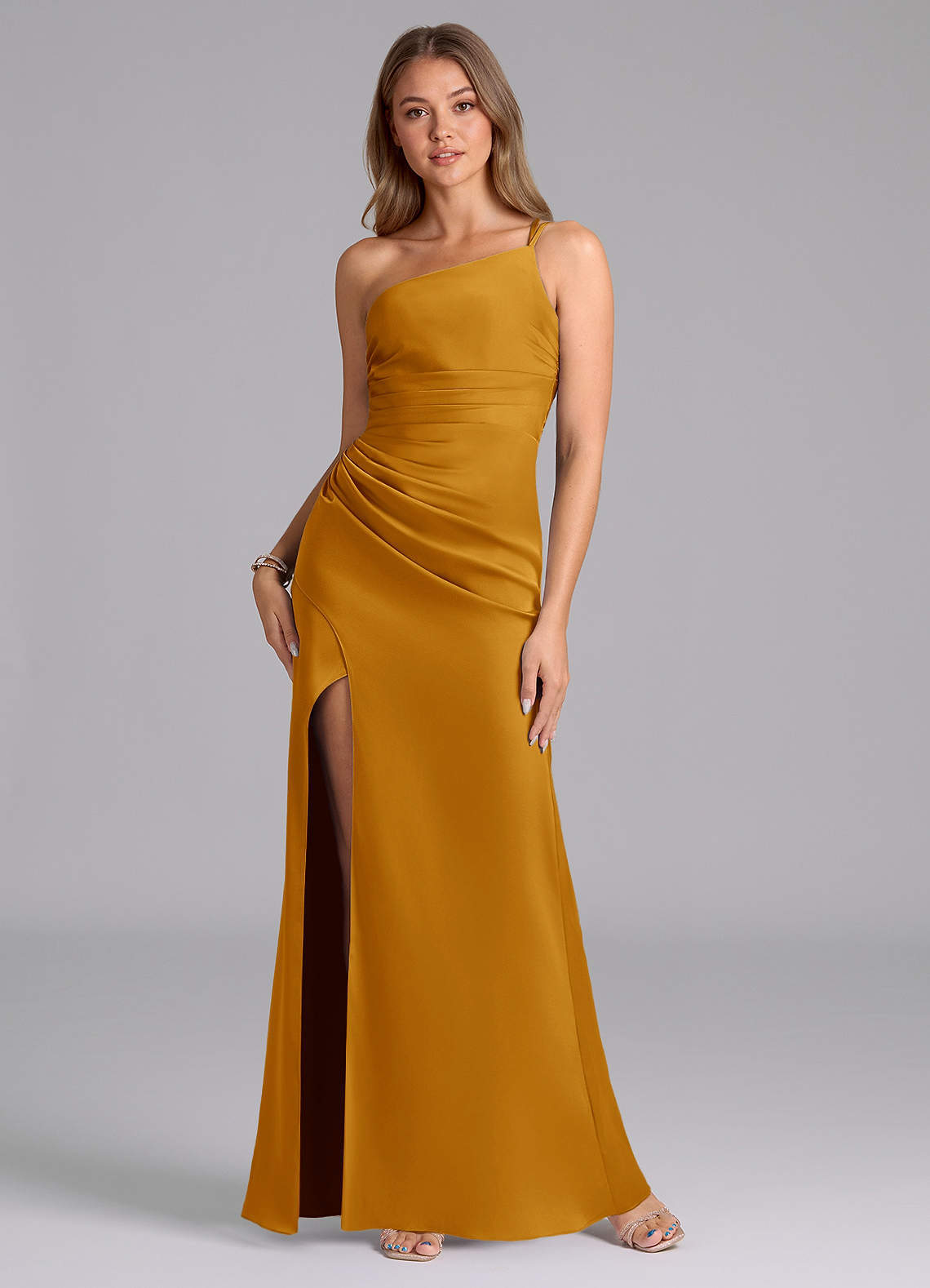 elyessen Eren Black Mermaid One Shoulder Stretch Satin Dress 7